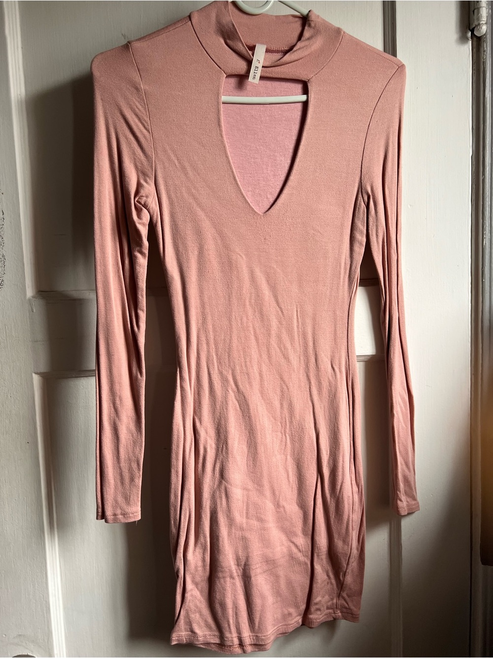 Fashion Nova Blush Pink Mock Neck Bodycon Dress